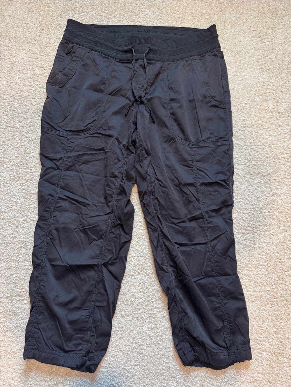 Women’s  Black Cargo Jogger Pants with Elastic Waist and Drawstring